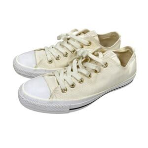 Converse All Star Low Top Women's 7 Cream Gold Grosgrain Ribbed Sneaker 564360F